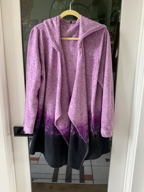 Cuddl Duds Purple Ombre Hooded Open Cardigan L/XL
